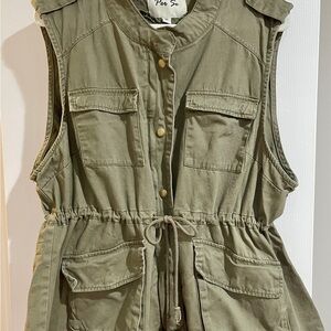 Per Se Olive Green Utility Cargo Vest